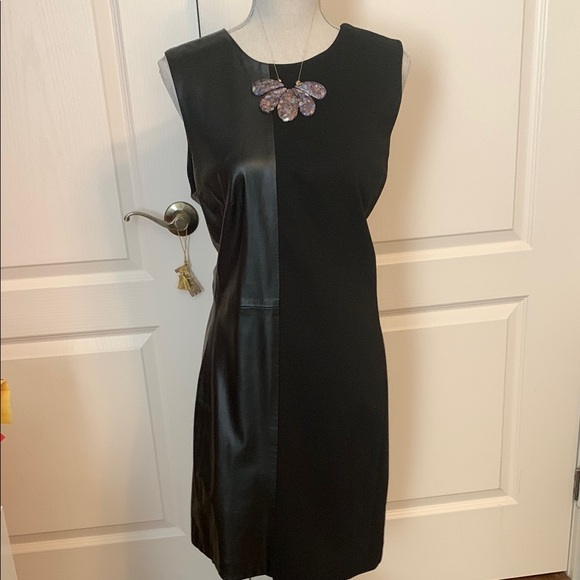 Katherine Barclay perfect Black Knee-Length Dress with 1/3 vegan leather - Picture 1 of 8